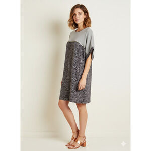 Sachin & Babi Silk sequin Shift Dress colorblock luxury Minimal Chic Sz-2 relax